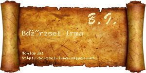 Börzsei Irma névjegykártya